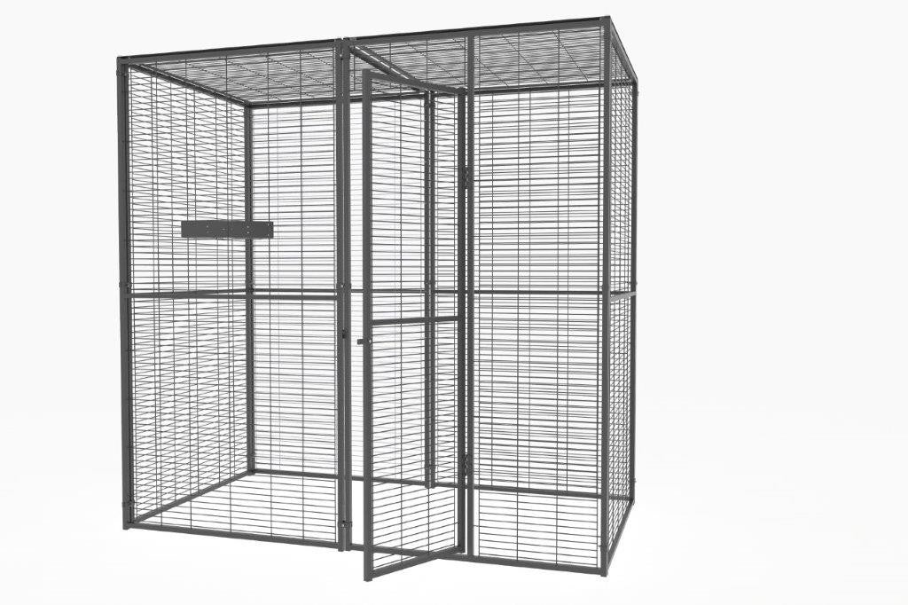 Voladero para loros de 2x1 metros con techo de malla