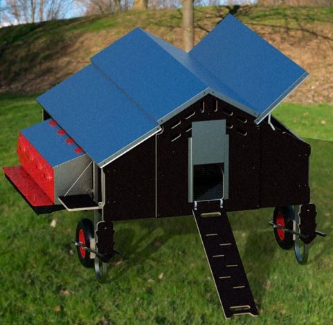 Gallinero móvil 1,5x1,8m con Kit desplazamiento Free-Range