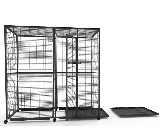 Voladero para Loros 2x1 m con Ruedas y Comederos