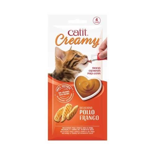 Catit Creamy Pollo, 4x10g - Pack de 12 unidades