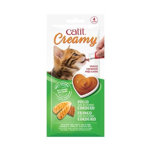 Catit Creamy Pollo y Cordero, 4x10g - Pack de 12 unidades