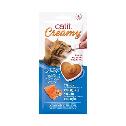 Catit Creamy Salmón y Gambas, 4x10g - Pack de 12 unidades