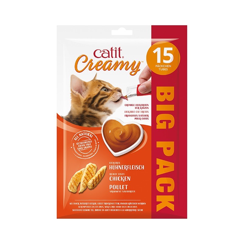 Catit Creamy Pollo, 15x10g - Pack de 8 unidades