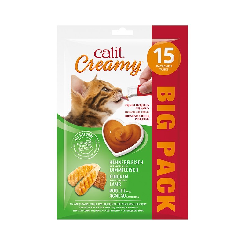 Catit Creamy Pollo y Cordero, 15x10g - Pack de 8 unidades