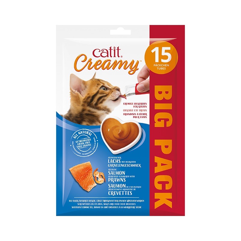 Catit Creamy Salmón y Gambas, 15x10g - Pack de 8 unidades