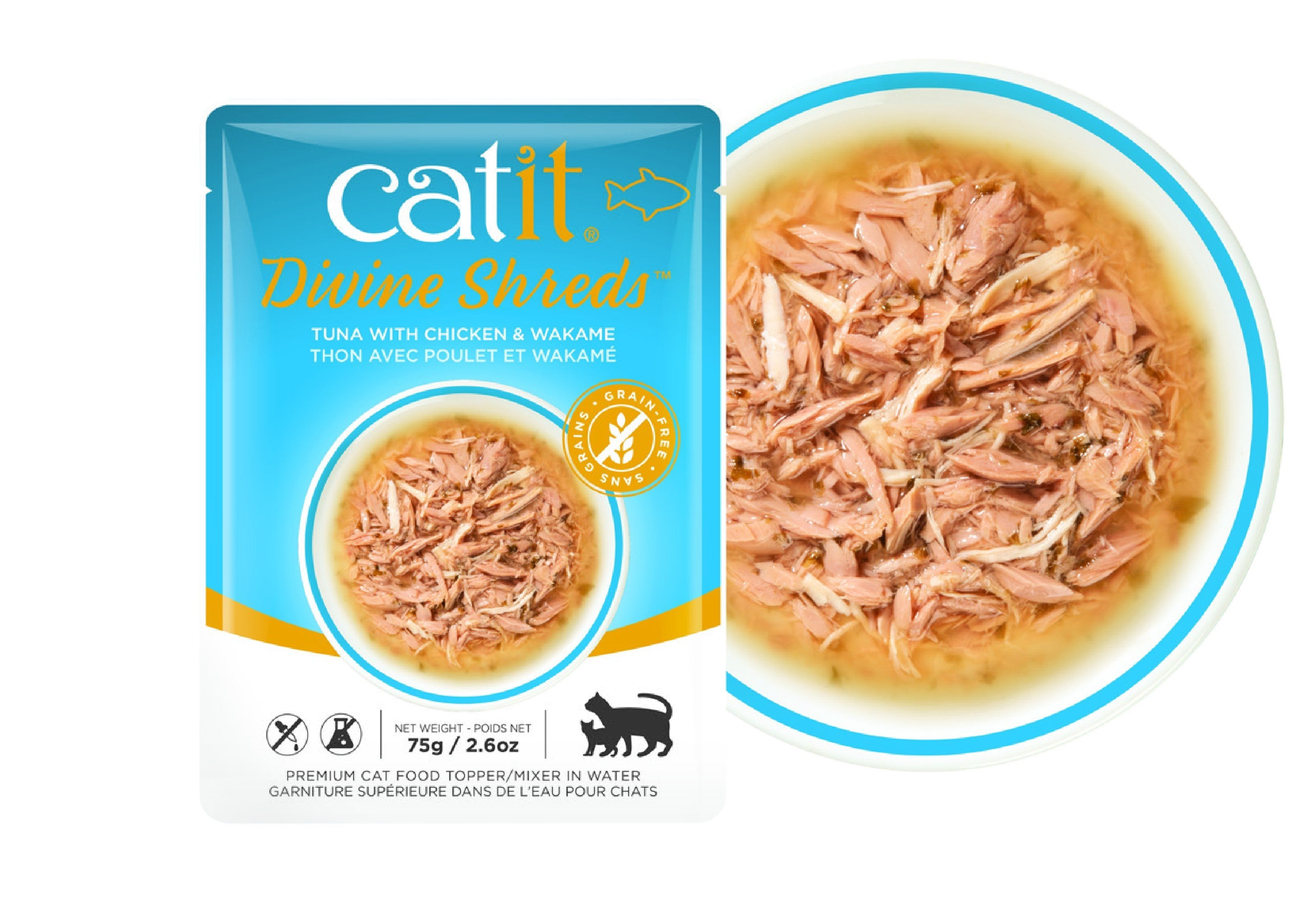 Catit DivineShreds Sopa Atún/PolloWakame, 75g - Pack de 18 unidades