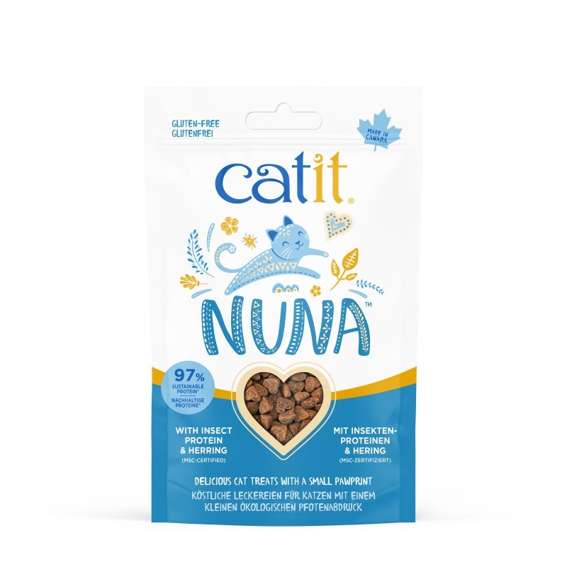 Catit Nuna Snack Proteína Insecto y Arenque, 60g - Pack de 8 unidades