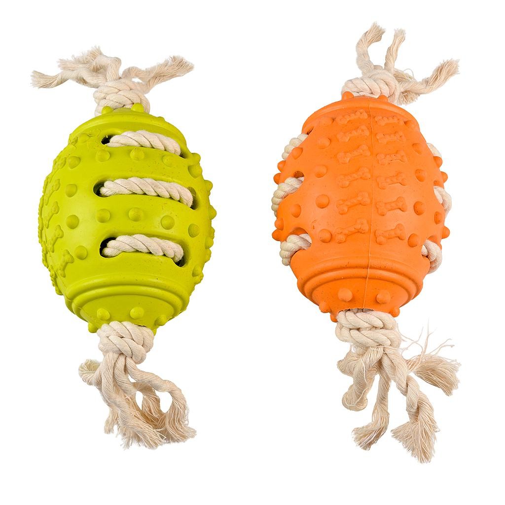 DUVO JUGUETE PERRO GOMA ECOLOGICA RUGBY CON CUERDA 28 x 9,3 x 9,3 CM