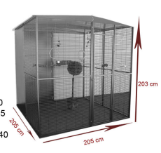 Voladero para Loro 2x2m techo a dos aguas