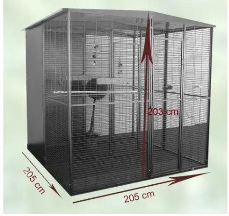 Voladero para Loro 2x2m techo a dos aguas