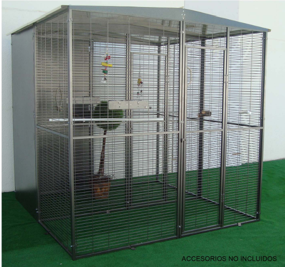 Voladero de Loro 4x2 con techo a dos aguas + Habitáculo de Seguridad Exterior
