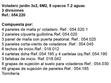 Voladero de Jardín 3x2 metros + Habitáculo de seguridad
