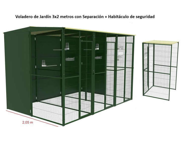 Voladero de Jardín 3x2 metros + Habitáculo de seguridad