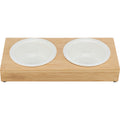 Set Comederos, cerámica/bambú blanco/natural
