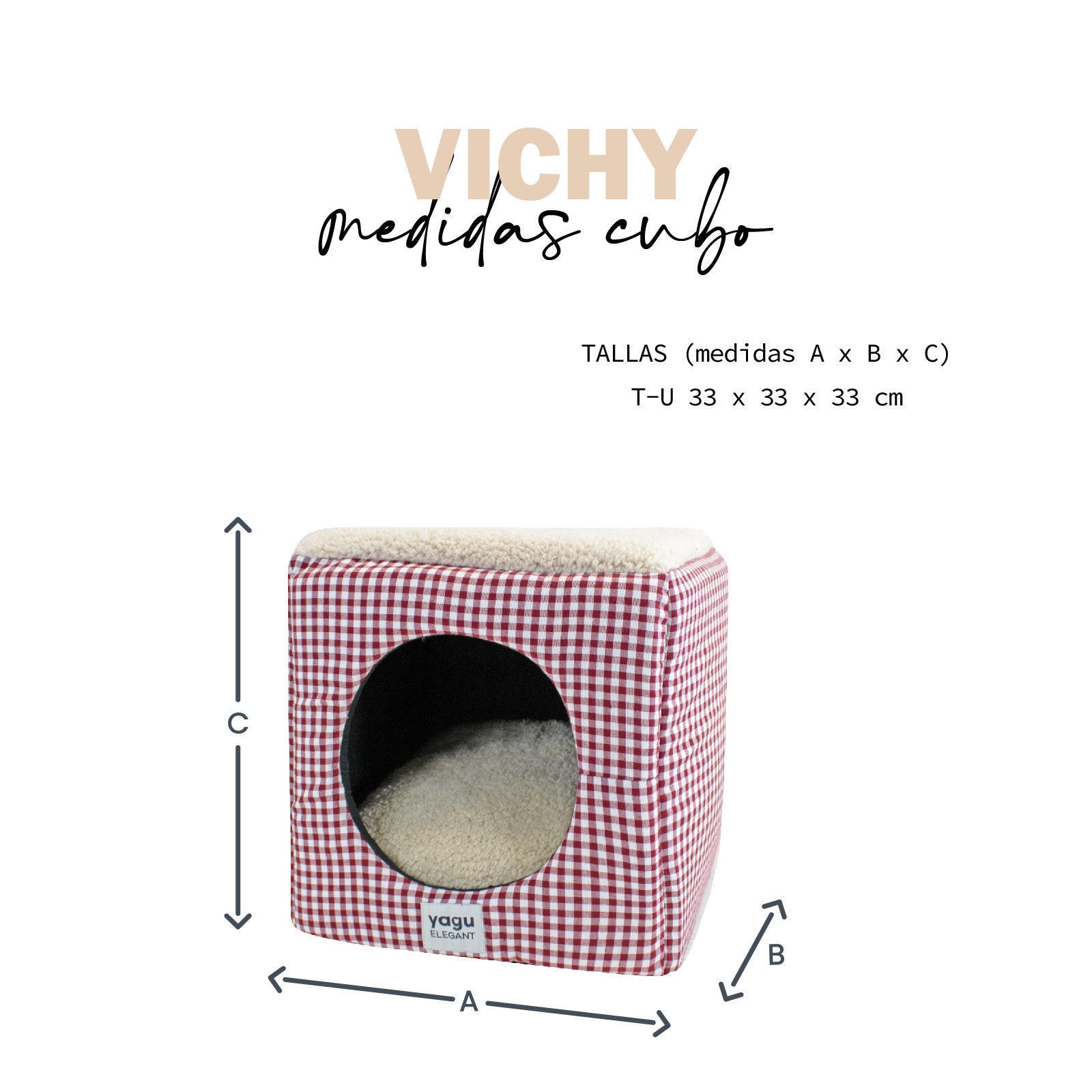 YAGU CUBO VICHY GRANA T-U 33 x 33 x 33 CM
