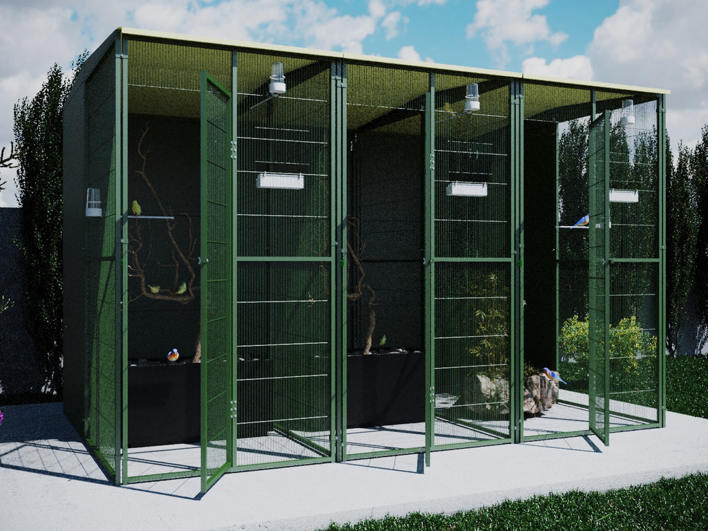 Voladero Jardín 3x2 m, 6m2, 5 Opacos, 2 Aguas y 3 Divisiones