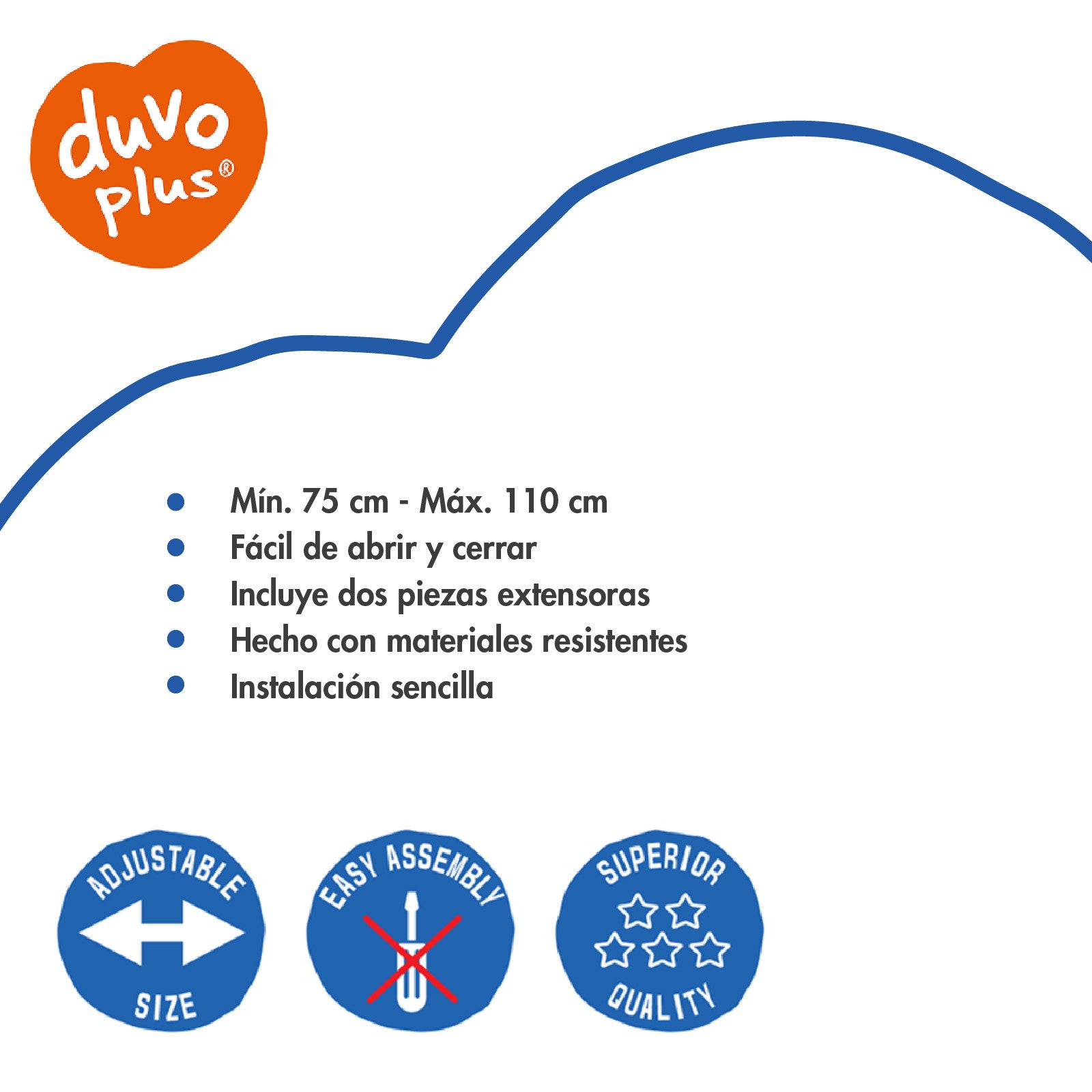 DUVO BARRERA DE SEGURIDAD CON PUERTA 75-110 CM
