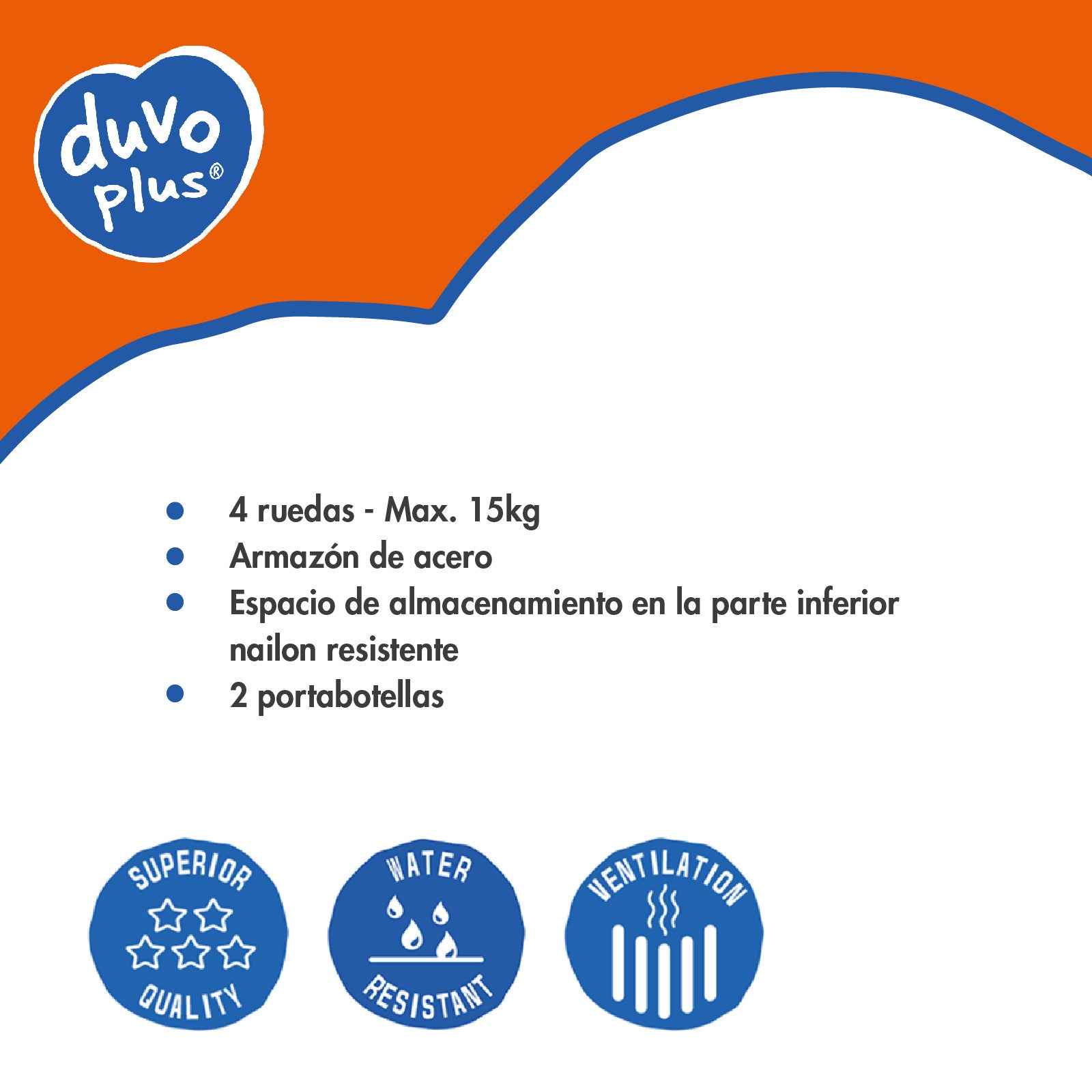 DUVO CARRITO DE PASEO 4 RUEDAS 15 kg