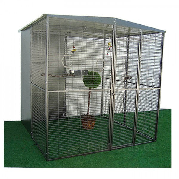 Voladero para Loro 2x2m techo a dos aguas