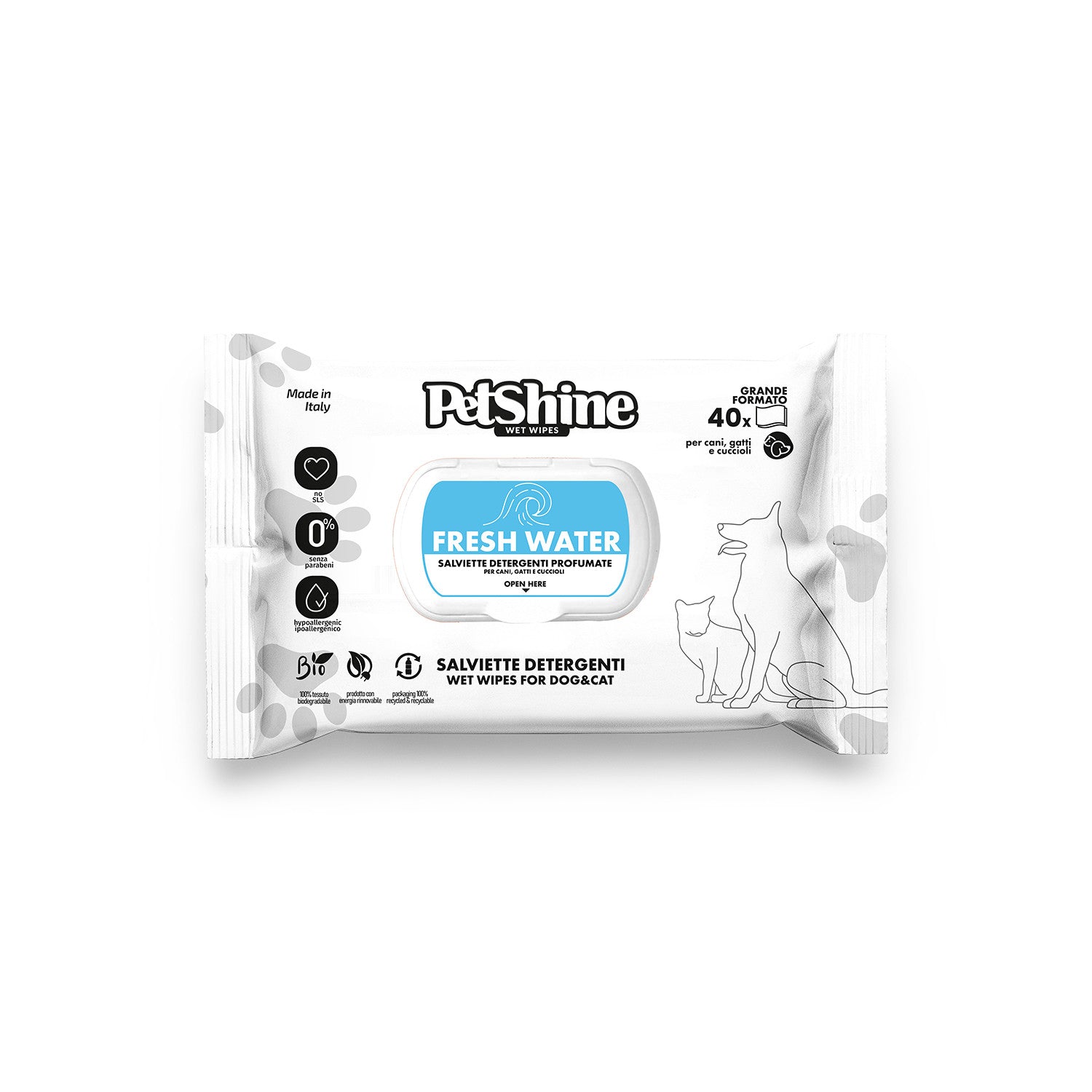 Toallitas de Higiene para Perro y Gato Agua Fresca40 uds