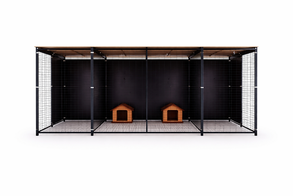 Batería de perrera modular 4x2 m con 3 boxes