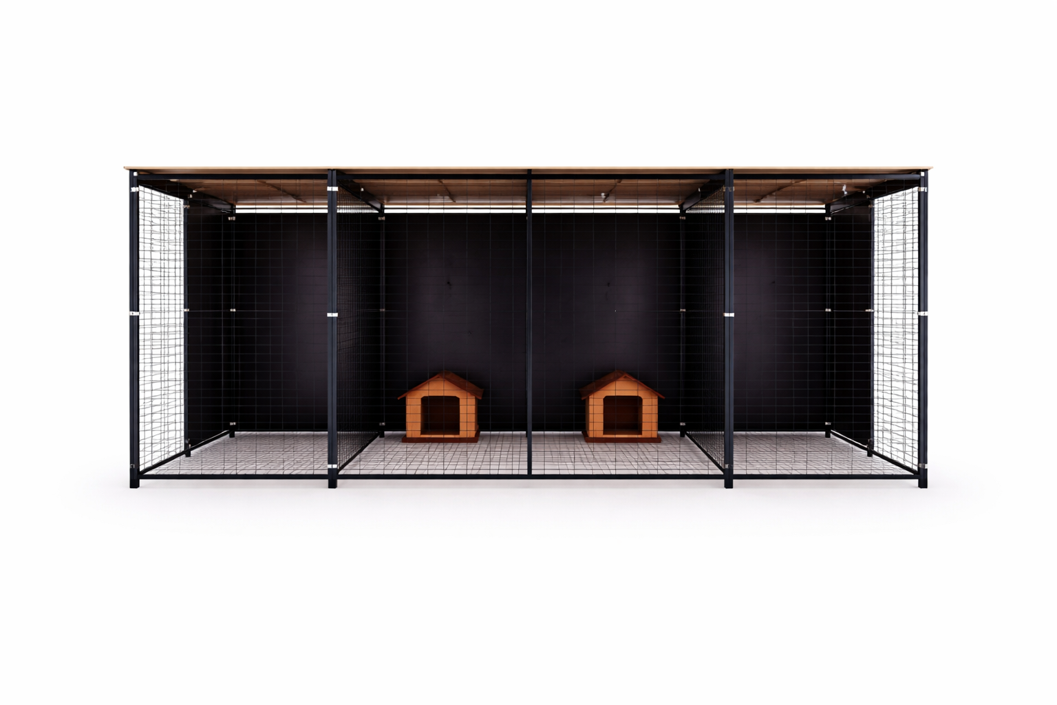 Batería de perrera modular 4x2 m con 3 boxes