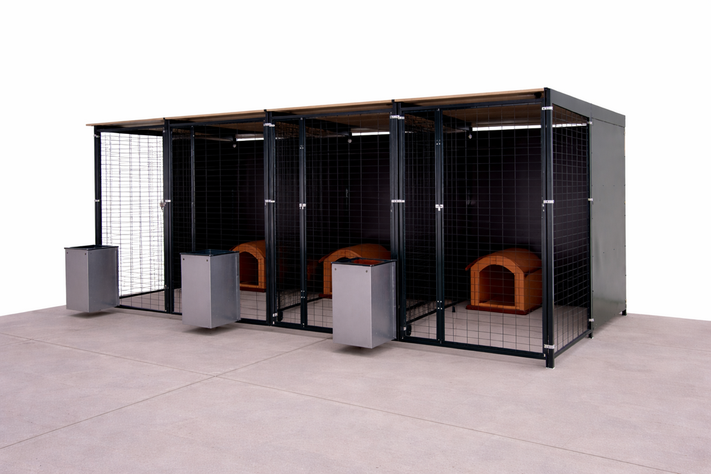 Batería de perrera modular 4x2 m con 3 boxes