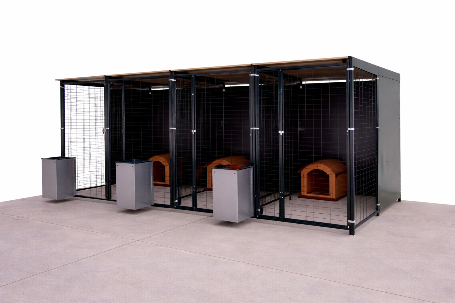 Batería de perrera modular 4x2 m con 3 boxes
