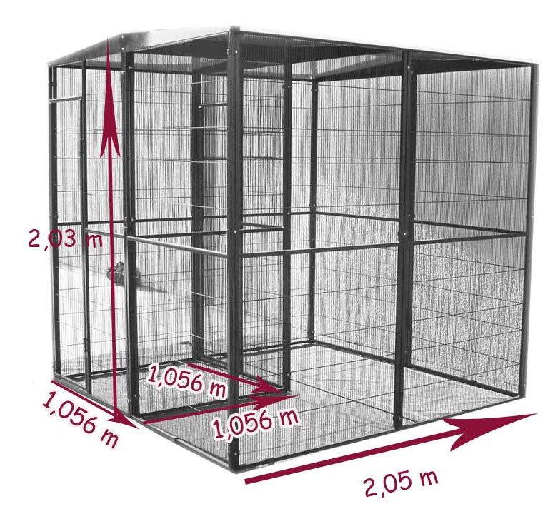 Voladero para pájaros 2x2 m verde con habitáculo de seguridad
