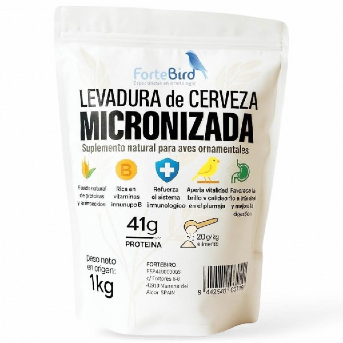 Levadura de Cerveza Micronizada Fortebird 1kg – Suplemento proteico para aves