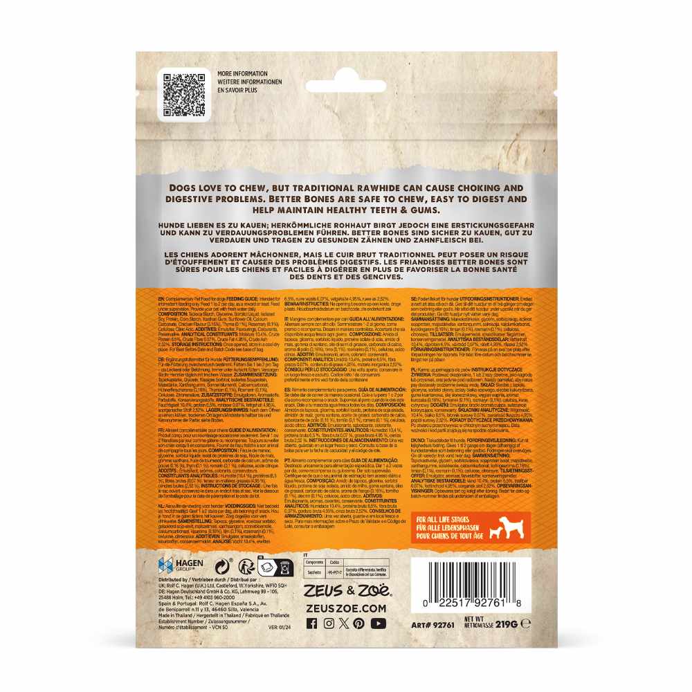 Huesitos suaves para perros Zoë Better Bones Pack de 10