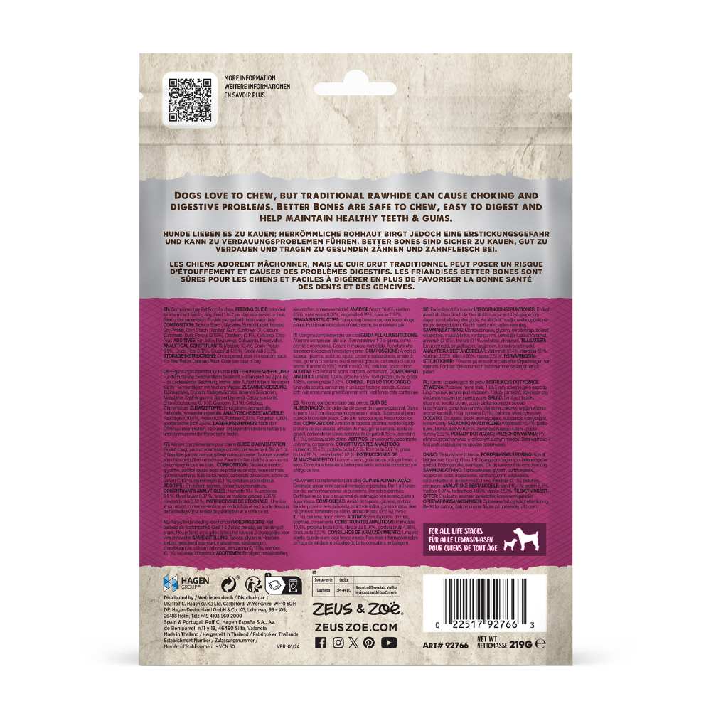 Huesitos suaves para perros Zoë Better Bones Pack de 10