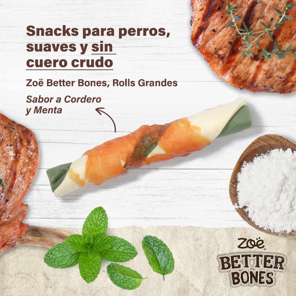 Rolls grandes envueltos en pollo para perros Zoë Better Bones Pack de 10 12