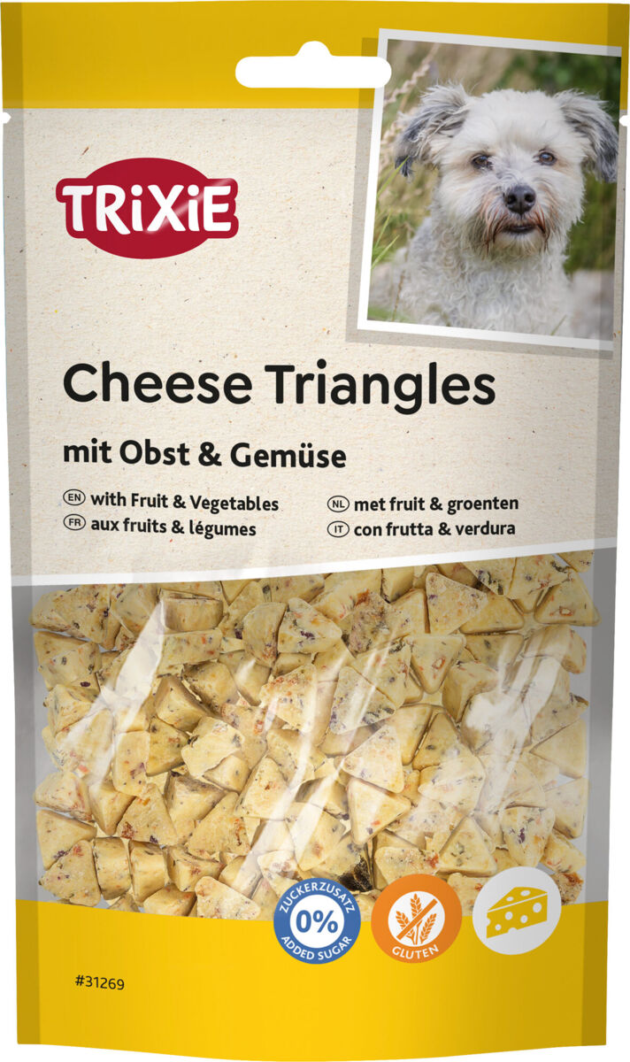 Triángulos de queso con fruta y vegetables