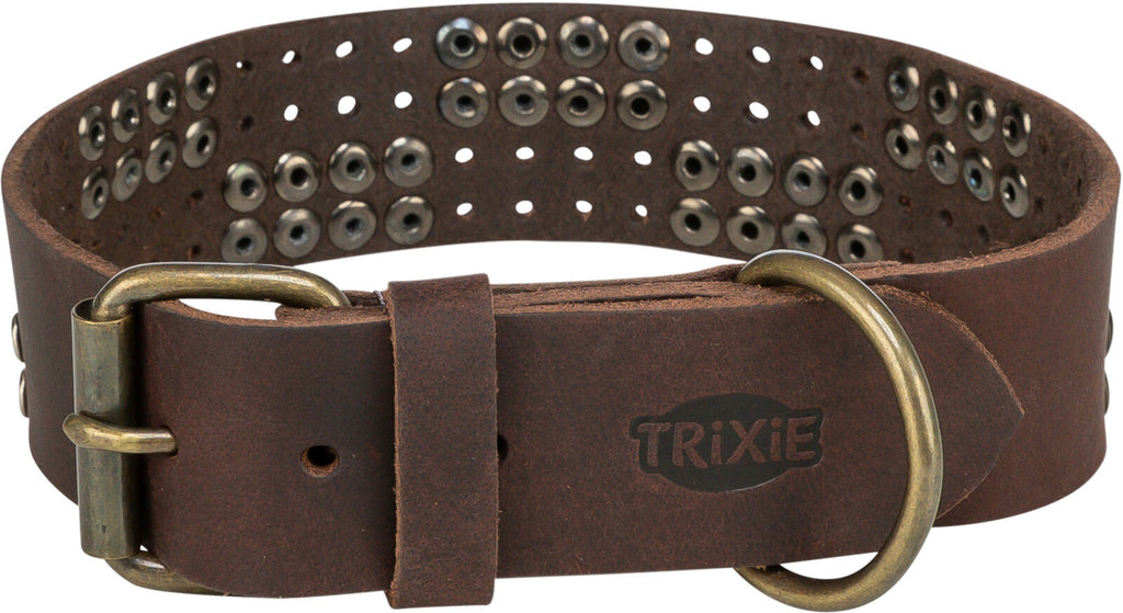 Rustic Collar de piel engrasada Remaches, extra ancho
