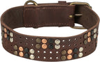 Rustic Collar de piel engrasada Remaches, extra ancho