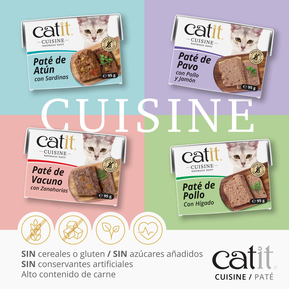 Catit Cuisine Paté de Pollo con Hígado, 95g - Pack de 12 unidades