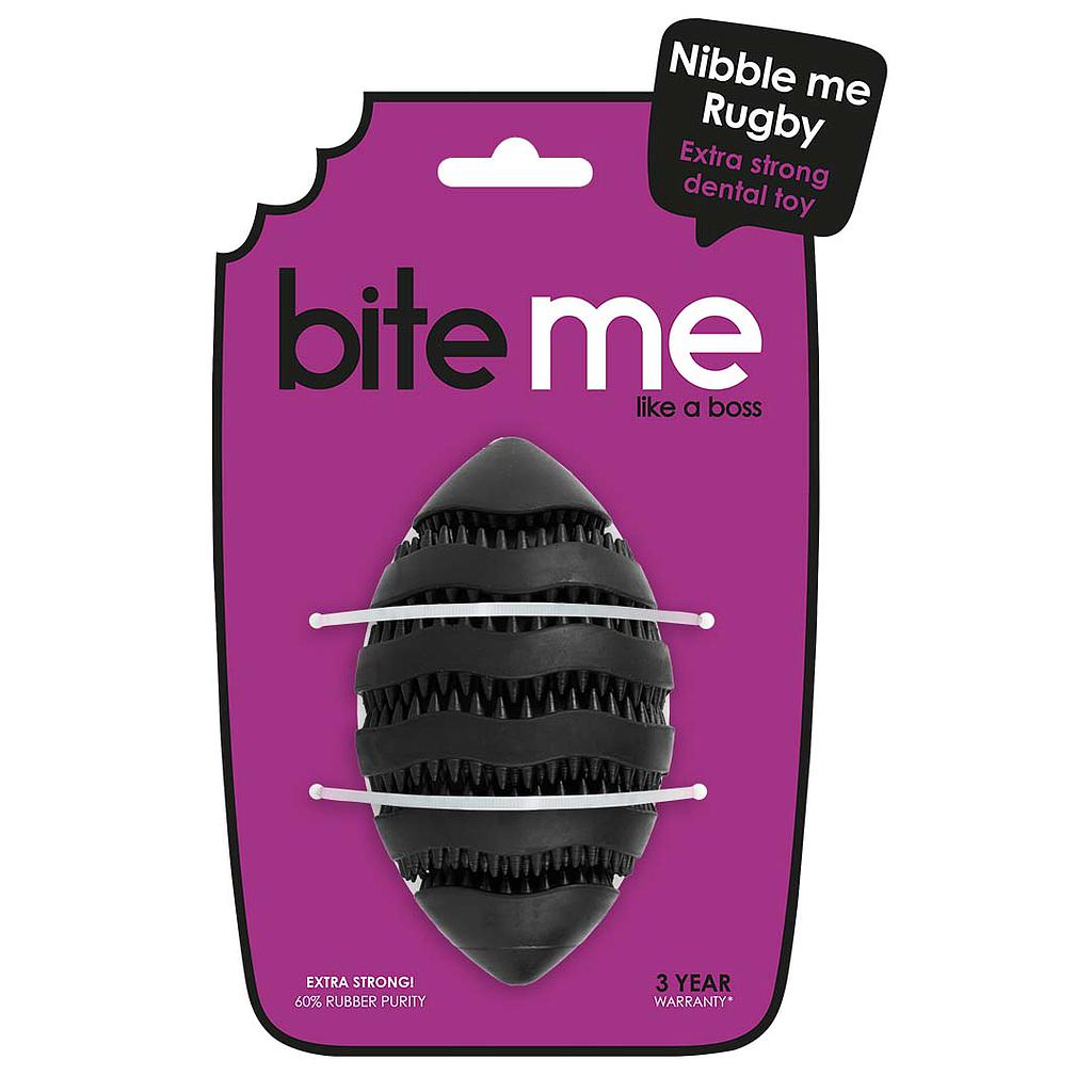 DUVO JUGUETE PERRO NIBBLE ME RUGBY NEGRO T-L 15 x 8,6 x 8,6 CM