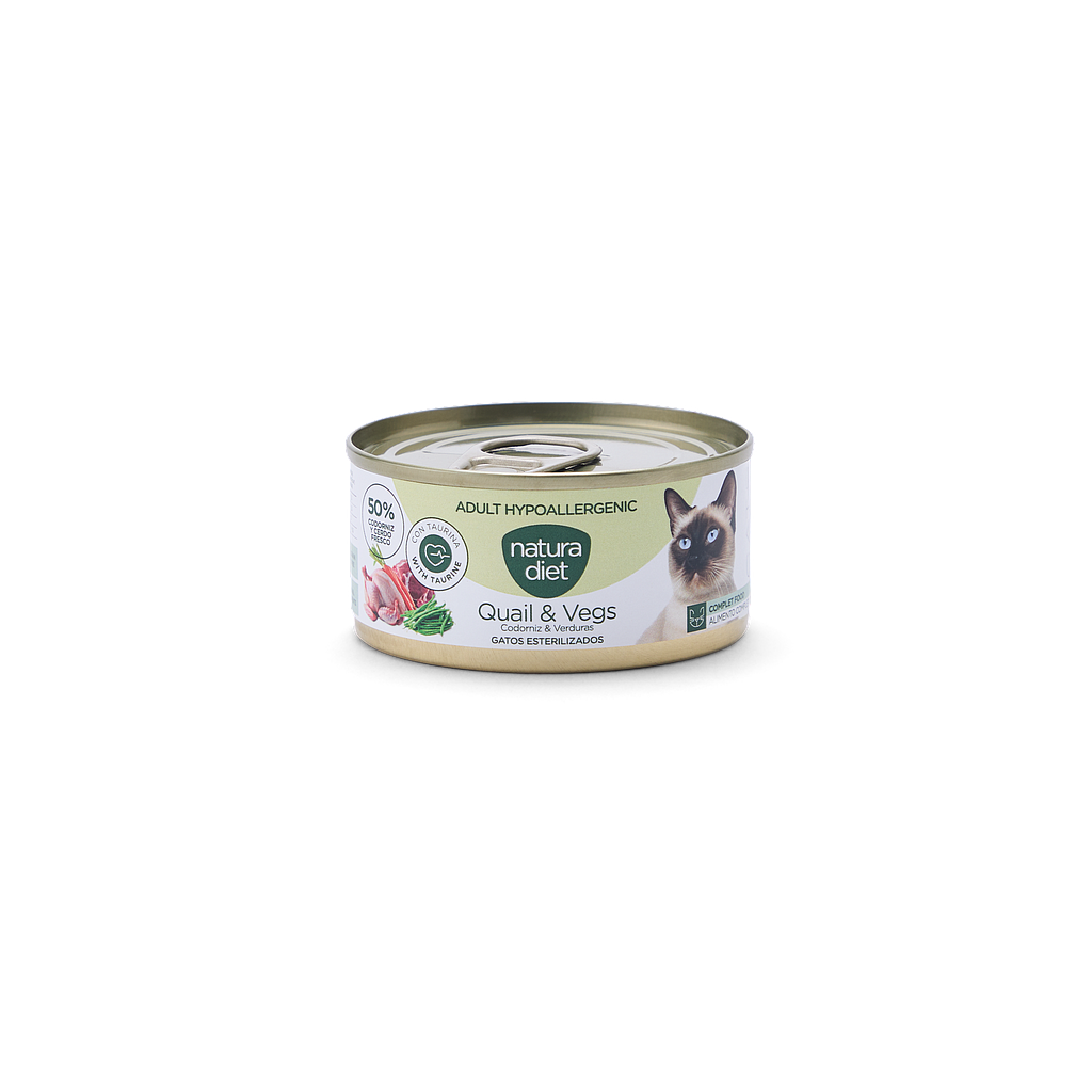 DNG NATURA DIET CAT PATE ADULT HYPOALLERGENIC QUAIL & VEGS 85 GR