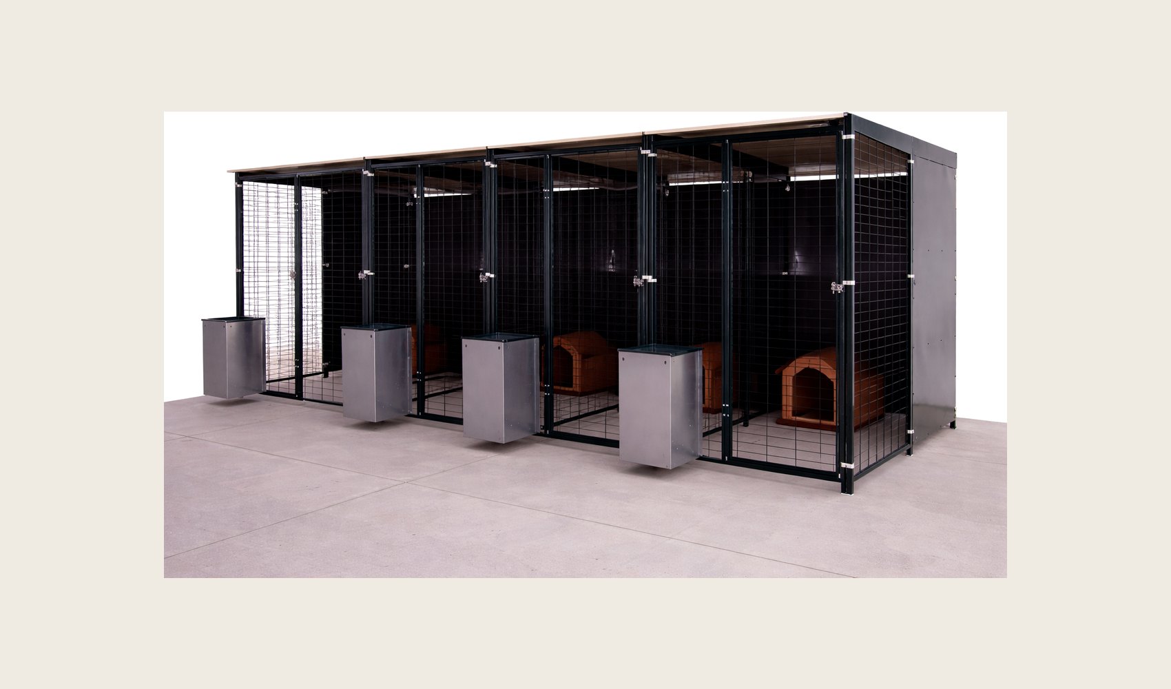 Perrera modular de 4x2 metros con cuatro boxes caninos