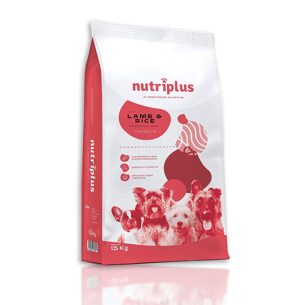 Pienso Nutriplus para perros adultos Cordero y arroz