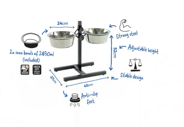 Duvo Soporte regulable con comederos
