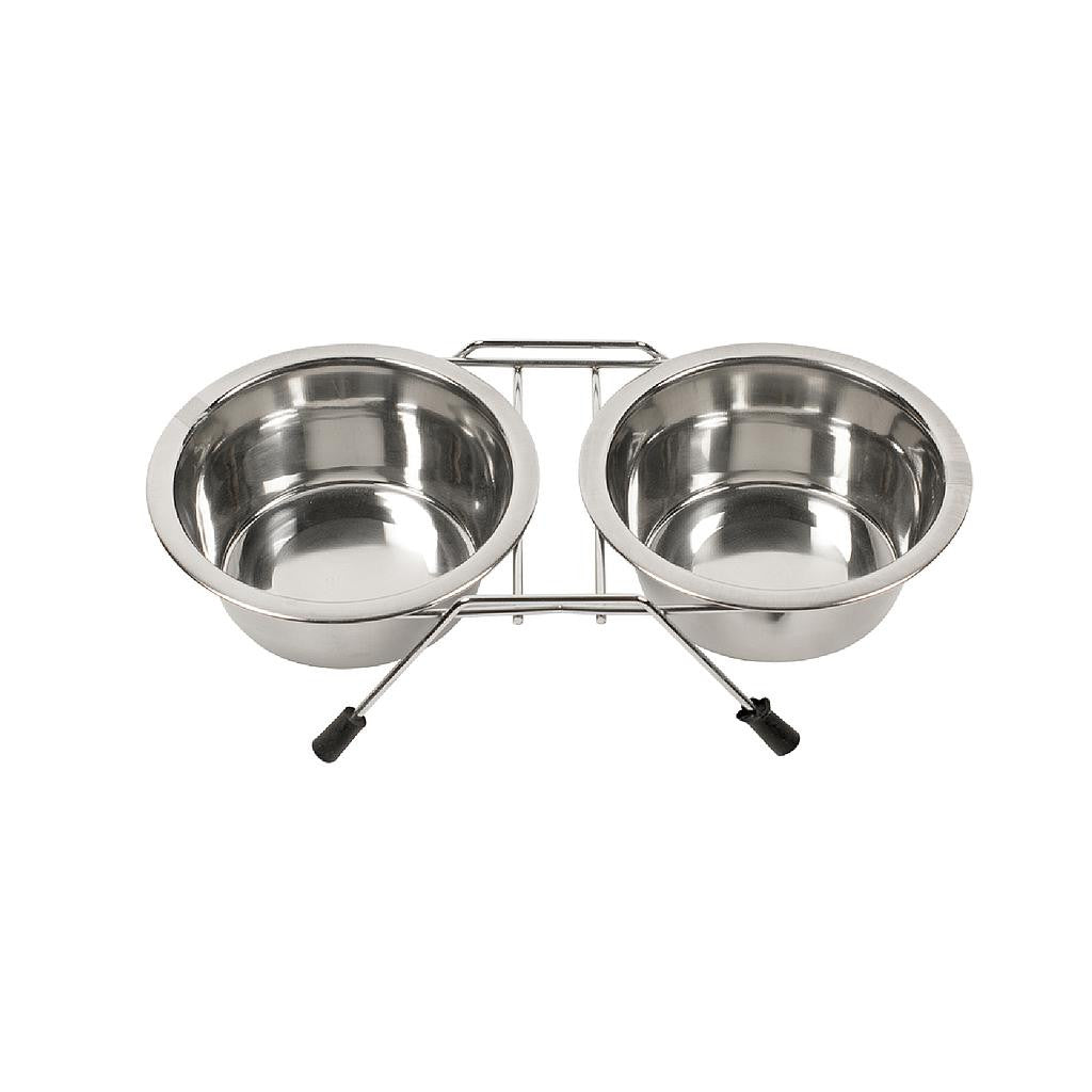 Soporte DUVO con Comederos de Acero Inoxidable